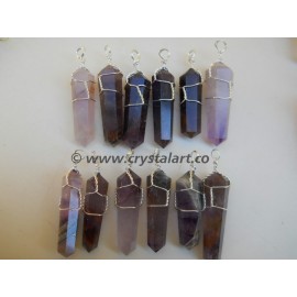 AMETHYST DOUBLE TERMINATED WIRE WRAPPED PENDANTS