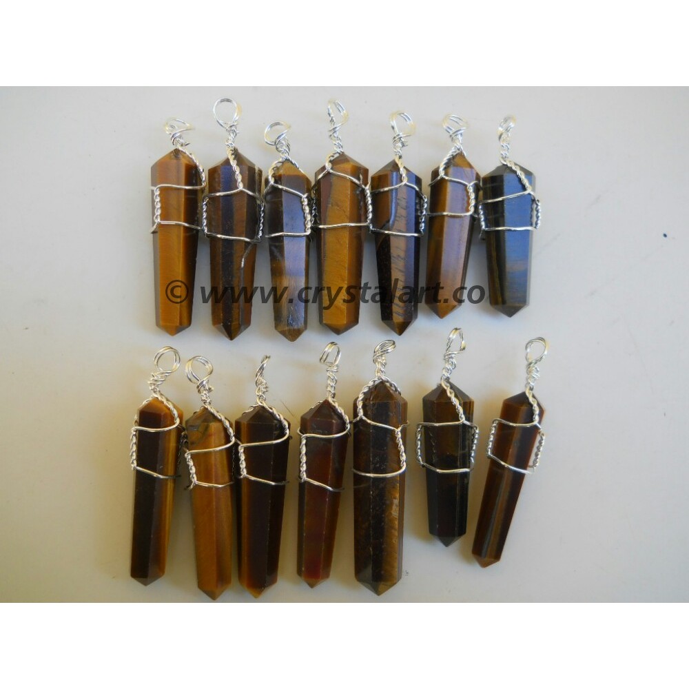 Tiger Eye Double Terminated Wire wrapped Pendants