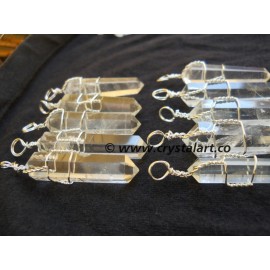 CRYSTAL QUARTZ DOUBLE TERMINATED WIRE WRAPPED PENDANTS