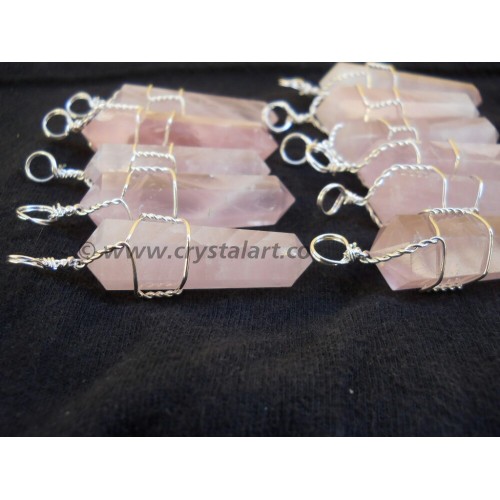 ROSE QUARTZ DOUBLE TERMINATED PENDANTS