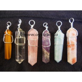 Gemstone Double Terminated Points Wrapping Pendants