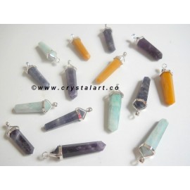 Gemstone Double Terminated Points V Cap Pendants