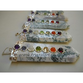 7 Chakra Flat Gemstone Pendants