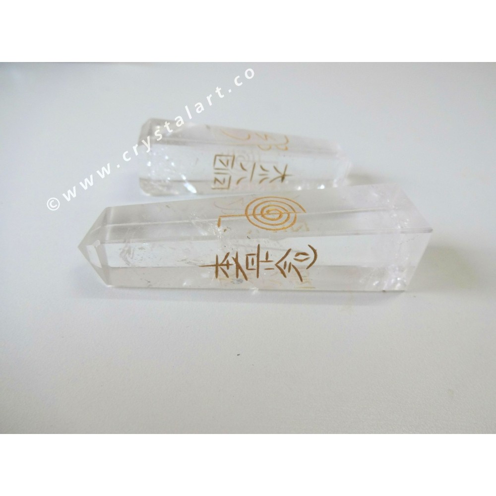 Crystal Quartz Reiki Symbol Engraved Tower Points