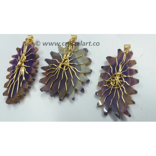 Carving Electroplated Wire Wrapped Slice Pendants