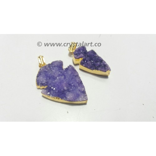 Gemstone Druzy Electroplated Arrowhead Pendants