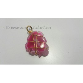 Gemstone Electroplated Wire Wrapped Slice Pendants