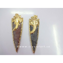 Ganesha Symbol Electroplated Arrowhead Pendants