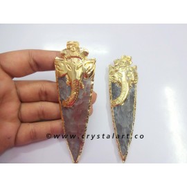 Ganesha Symbol Electroplated Arrowhead Pendants