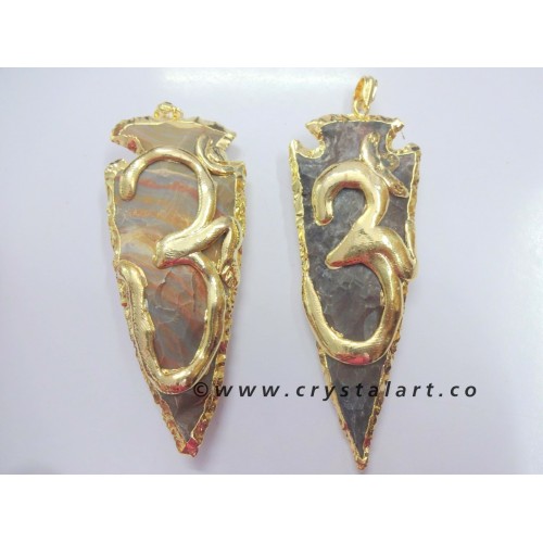 OM Symbol Electroplated Arrowhead Pendants