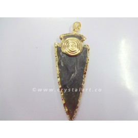 Reiki Symbol Electroplated Arrowhead Pendants