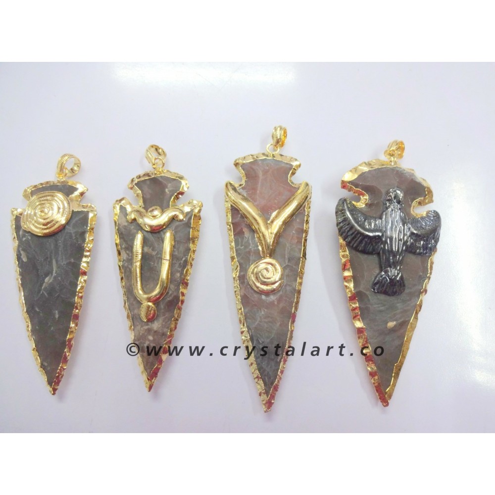 Big Size Electroplated Arrowhead Pendants Mix