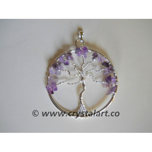 Amethyst Agate Tree of Life Pendants