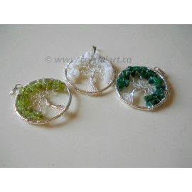 Silver Tree of life Mix Agate Stone Pendants