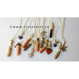 Mix Gemstone Different Style Brass Metal Pendants