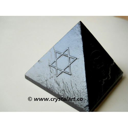 Black Obsidian Star of David Emboss Pyramid