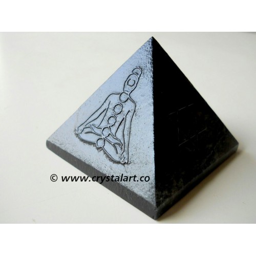 Black Obsidian 7 Chakra Buddha Emboss Pyramid