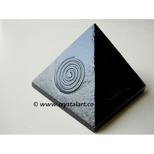 Black Obsidian Choko Reiki Emboss Pyramid