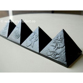 Black Obsidian Reiki Symbol Emboss Pyramid Wholesale