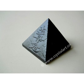 Black Obsidian Reiki Symbol Emboss Pyramid Wholesale