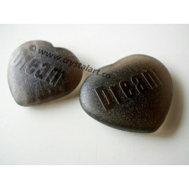 Black Obsidian Emboss DREAM Palm Stones in Heart Shape