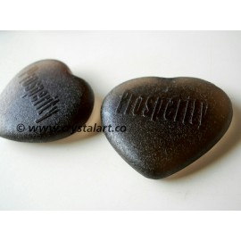 Black Obsidian Emboss PROSPERITY Palm Stones in Heart Shape