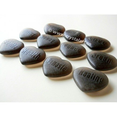 Black Obsidian Emboss Mix Palm Stones in Heart Shape