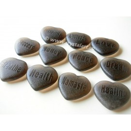 Black Obsidian Emboss Mix Palm Stones in Heart Shape