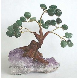 Green Aventurine Tumbled with Amethyst Rock Base Gemstone Tree