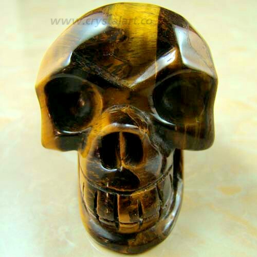 Tiger Eye Carved Skull Shape