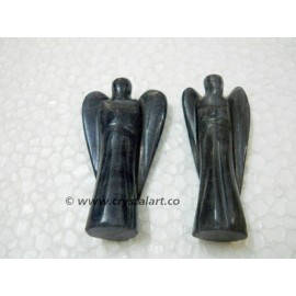 Black Agate Carved 2 Inch Angel