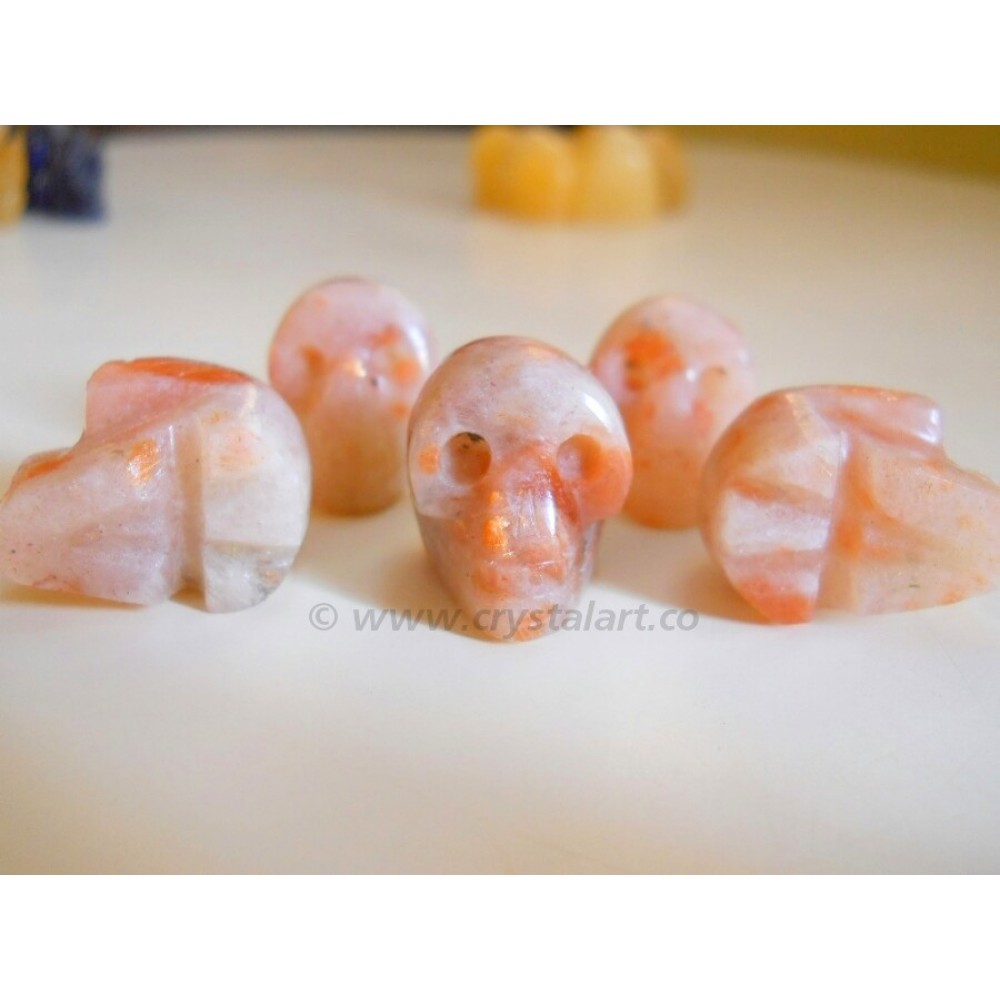 Sunstone Carved Skull Shape