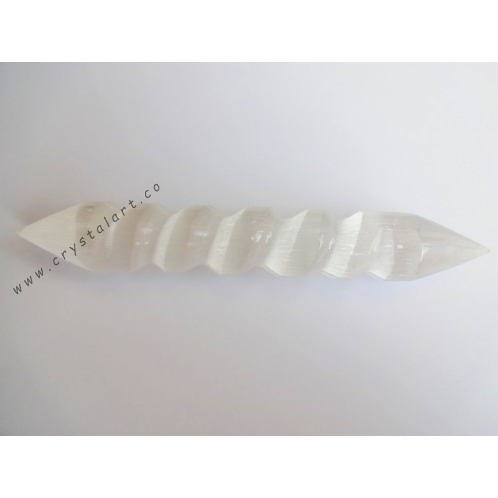 Selenite Twisted Unicorn Massage Wands