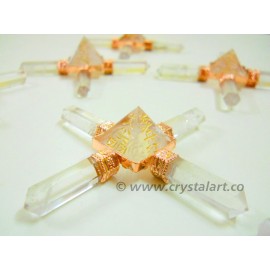 Crystal Quartz Reiki Engraved Pyramid Energy Generator Tools in Copper