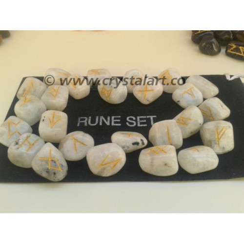 Rainbow Moonstone Rune Set With Pouch