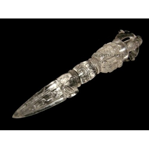 Clear Quartz Carved Phurba Poignard Tibetan Healing Stikcs