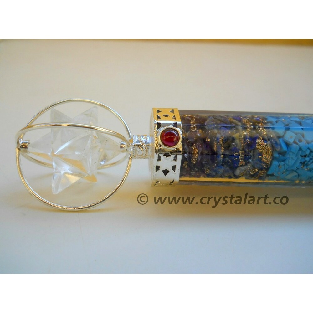 Spinning Merkaba Star 7 Chakra Layer Orgone Healing Stick