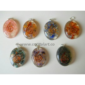 Mix Gemstone Reiki Symbol Orgone Cabochon Pendants