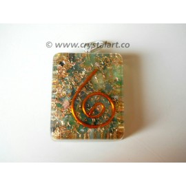 Green Aventurine Square Reiki Symbol Orgone Pendants