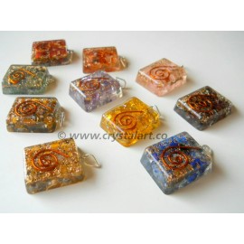 Mix Gemstone Square Reiki Symbol Orgone Pendants