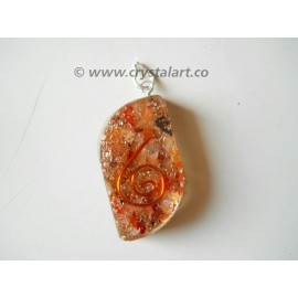 Red Carnelian Reiki Symbol Eye Shape Orgone Pendant