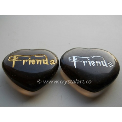 Black Obsidian Heart Shape Engraged Palm Stones