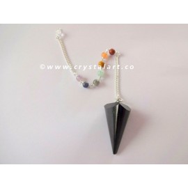 Black Tourmaline 3 side Chakra Chain Pendulum