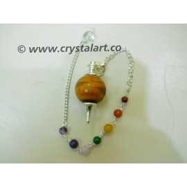 Tiger Eye Ball Pendulum With Chakra Chain