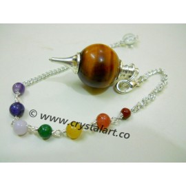 Tiger Eye Ball Pendulum With Chakra Chain