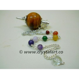 Tiger Eye Ball Pendulum With Chakra Chain