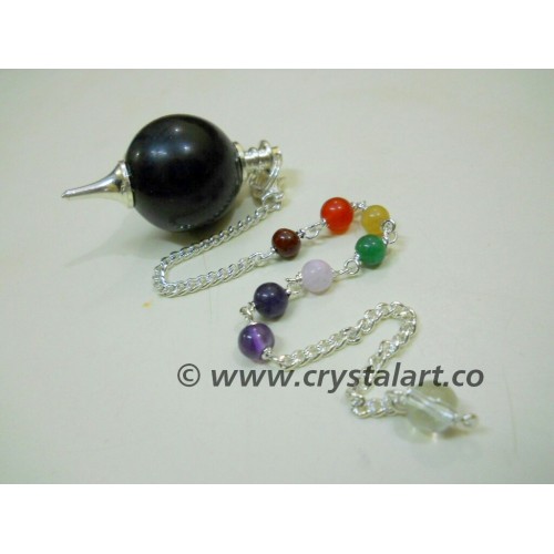 BLACK AGATE CHAKRA CHAIN BALL PENDULUM