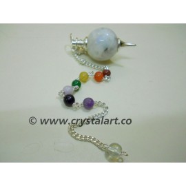 Rainbow Moonstone Ball Pendulum With Chakra Chain