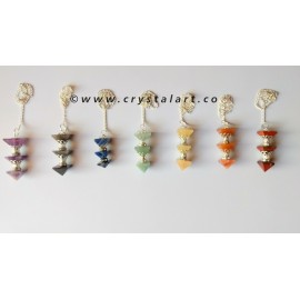 Seven Chakra Three Piece Pyramid Dowsing Pendulum