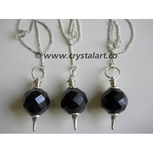 Black Agate Faceted Ball Pendulum